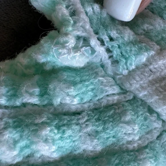 Vintage Mint Green and White Knit Diaper Cover Set with Textured Pattern - Picture 3 of 4